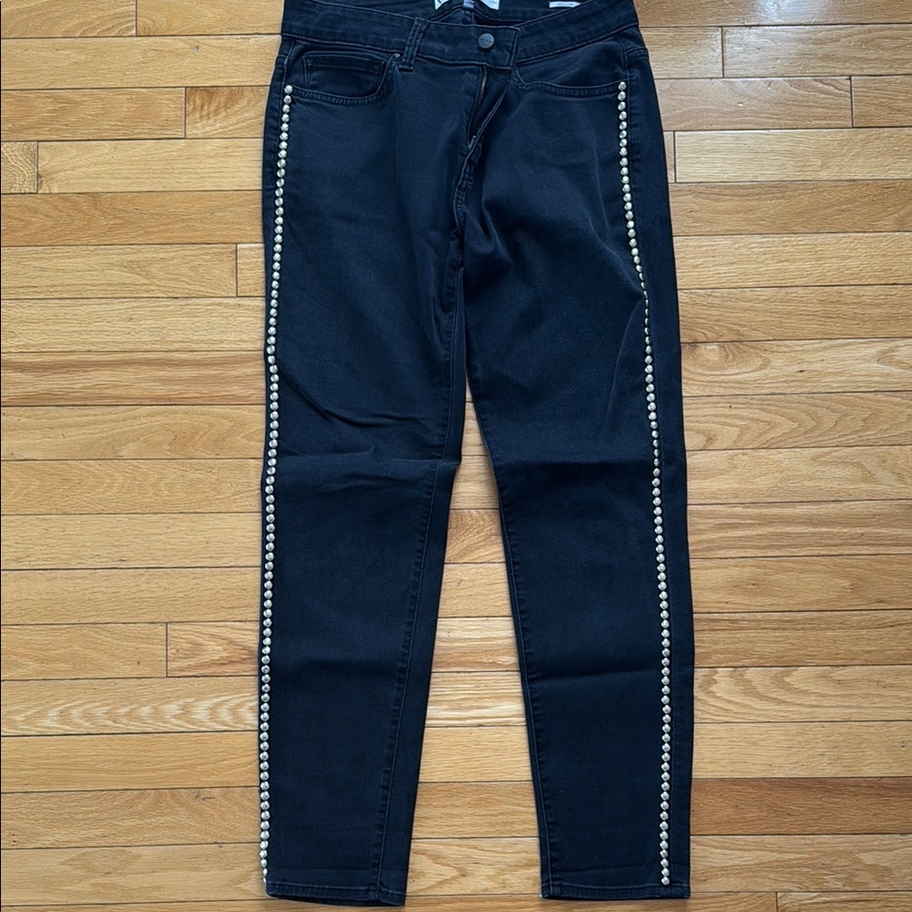 Women's Black Jeans with Pearl Detailing
